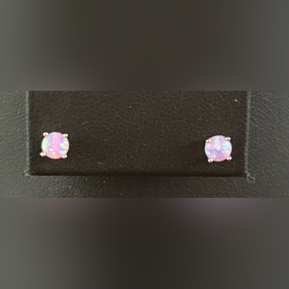11/14 Elegant Pink Opal Stud Earrings